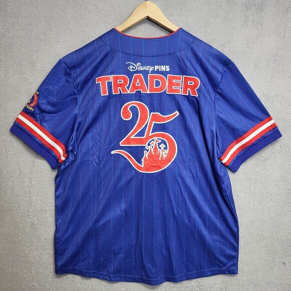 Disney Pin Trader Jersey Adult Large Blue Baseball Button Down Short Sleeve 2025 - Picture 2 of 10
